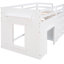 Lit mezzanine simple blanc avec pieds en bois massif et armoire / tablette polyvalente - blanc, bois manufacturé, avec tablette d'armoire-121105442