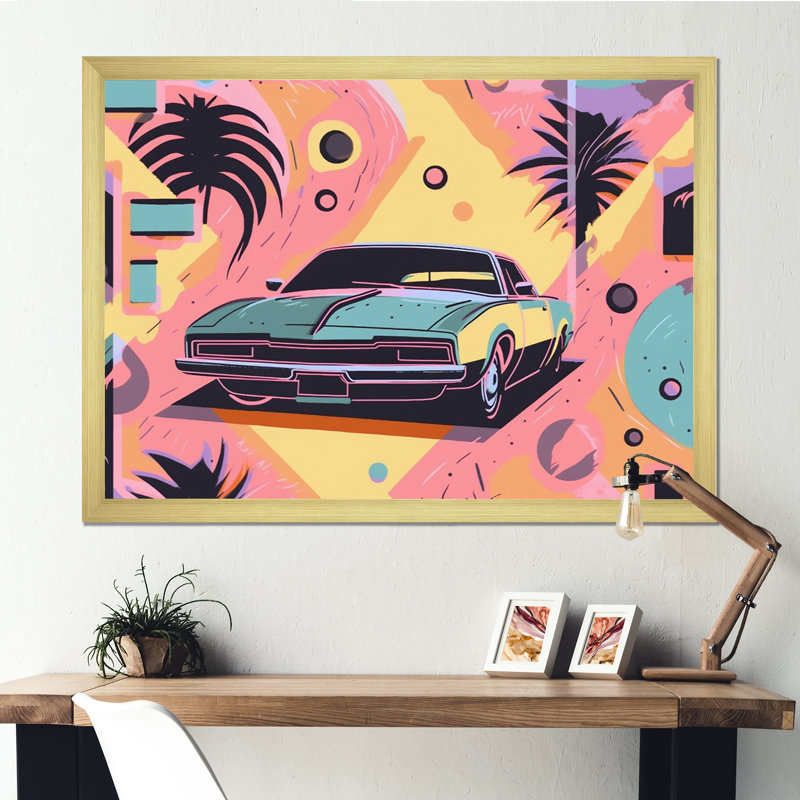 80S Groovy Cars II 80's Groovy Cars II, reproduction d'art sur toile encadrée, H 12 po x l 20 po x P 1 po, Or
