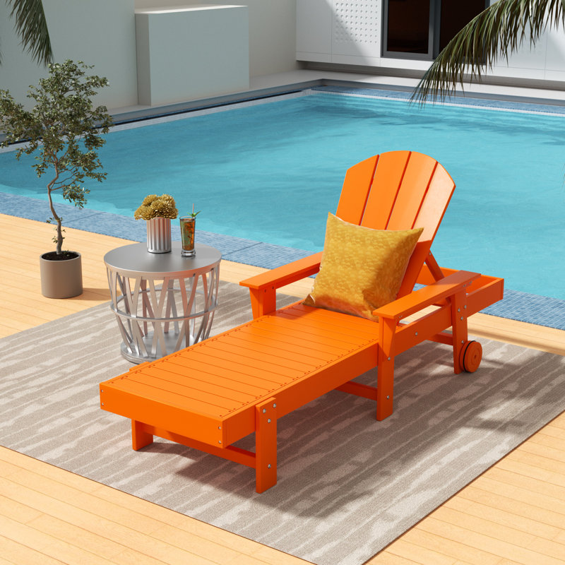 Laguna 77.6" Long Outdoor All-Weather Poly Single Chaise, Orange