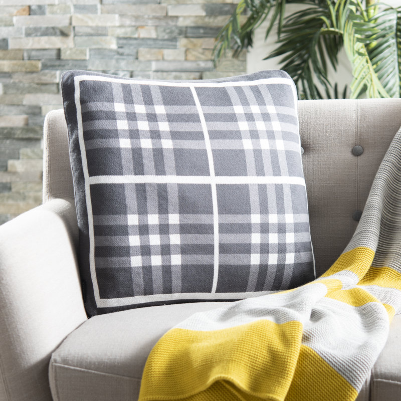 Plaid Cotton Reversible Throw Pillow