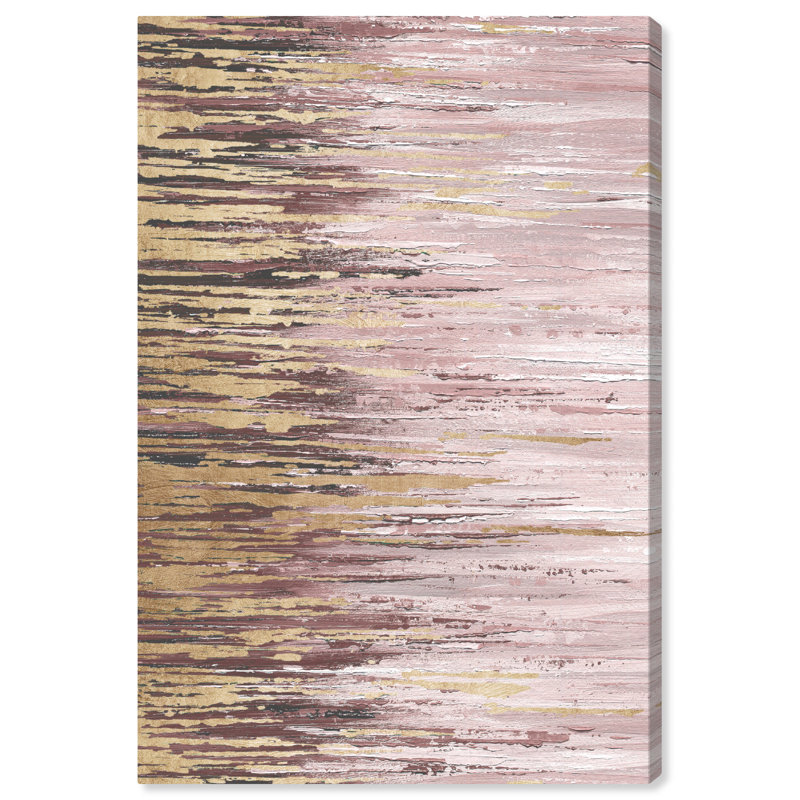 Duo de pluies abstraites II, Glam Gold - peinture, H 36 po x l 24 po, Toile tendue