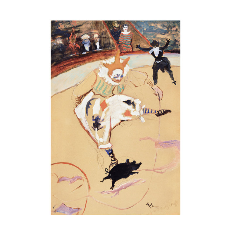 Au cirque Fernando Medrano avec un porcelet ca. 1889 sur toile, reproduction de pictufy, H 32 po x l 22 po x P 2 po