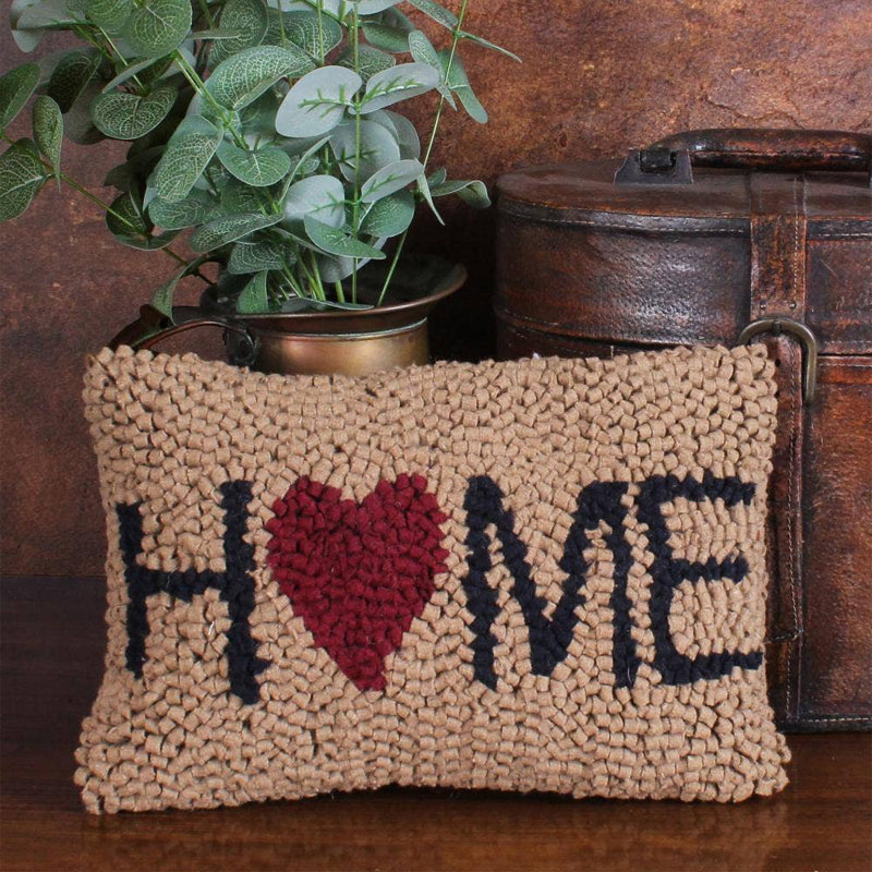 Home Hooked Pillow 8X12  Tan