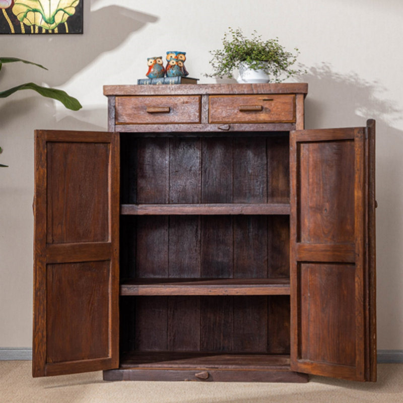 Creative Solid Wood Storage Porch Cabinet Solid Wood 2 -Drawer Accent Cabinet