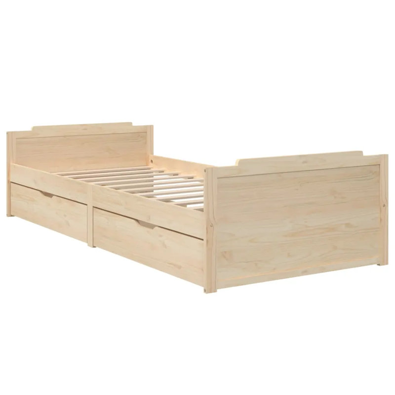 Addonis EU Single - 90 X 200 Cm Solid Wood Storage Bed, Wood