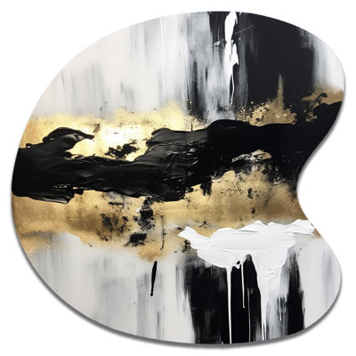 Minimal Joy en noir et doré, art abstrait irrégulier