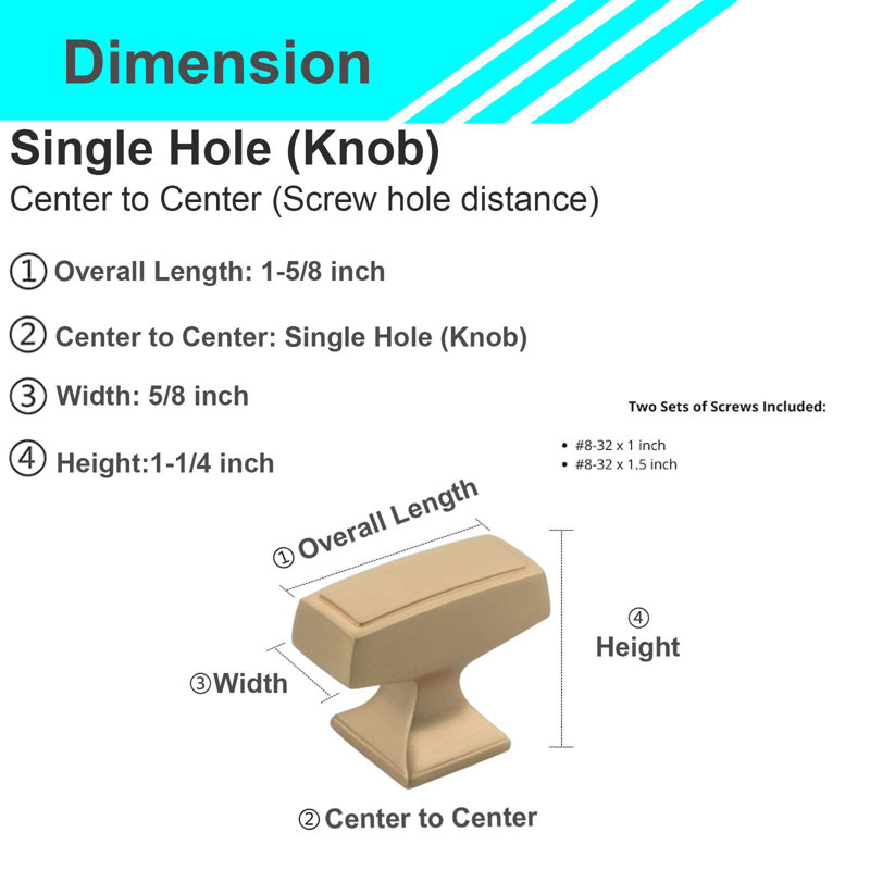 Modket 1 5/8" Solid Bar Knob, Brushed Champagne Bronze