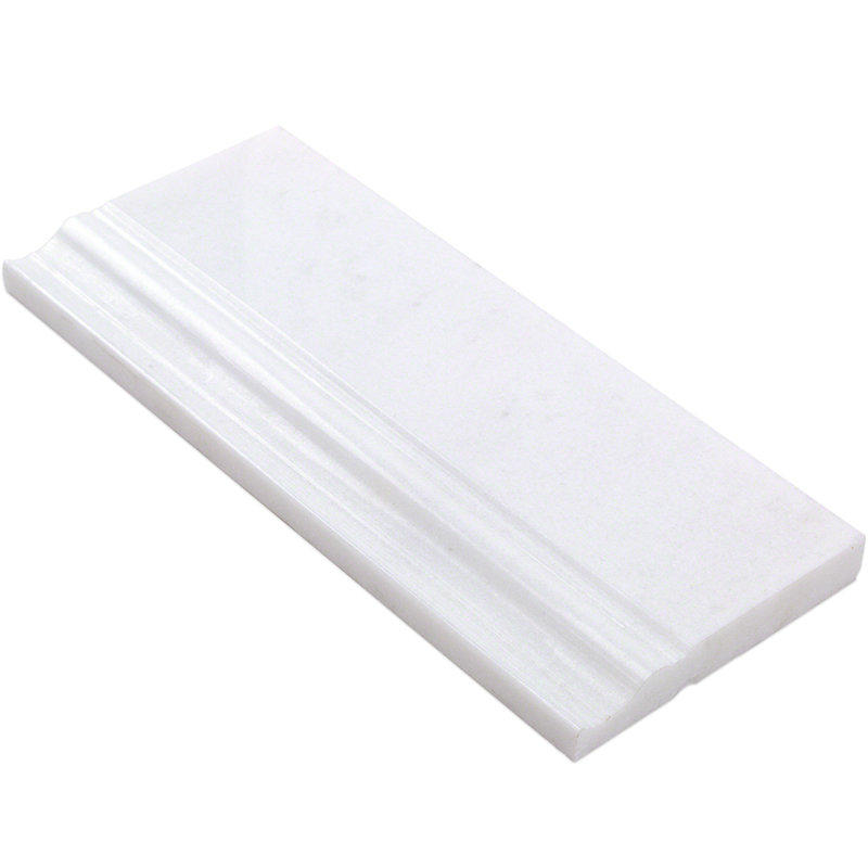 White Polished Marble Bullnose Tile Trim 12" x 4.75"