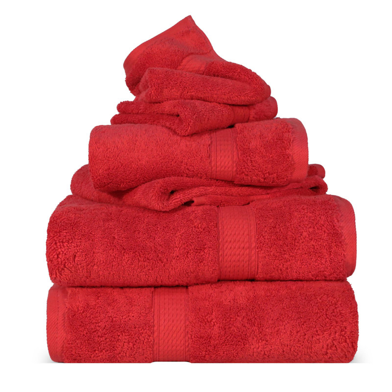 Scotia Egyptian Cotton Bath Towel Set, Red, 6Pc Towel Set  (2Bath, 2Hand, 2Face)