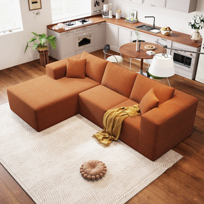 107.8" 3 - Piece No Assembly Required Upholstery Sofa With Pillow Free Combination Cloud Sectional Couch With L-shape Chaise, Deep Seat Modular Sofa For Living Room Bedroom