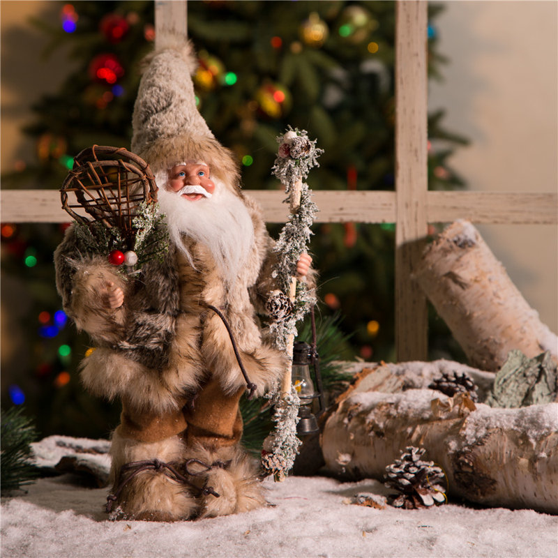 Debout père noël Faux Fur Figurine, H 12,2 po x l 8,27 po x P 3,94 po
