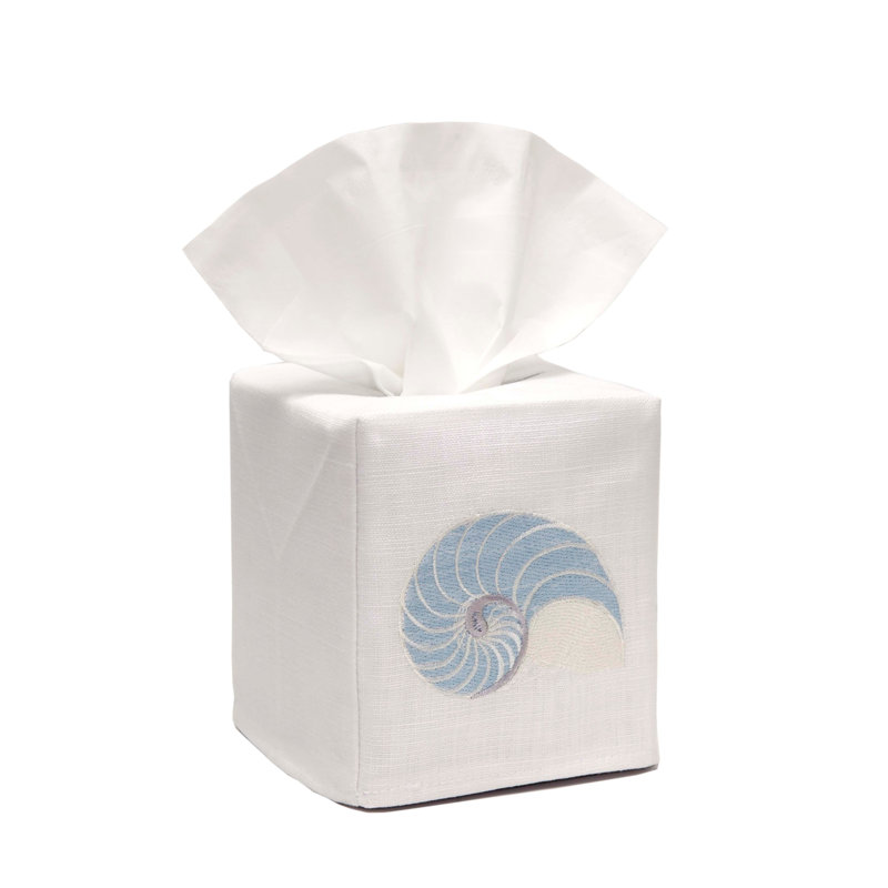 Tissue Box Cover, White/Blue