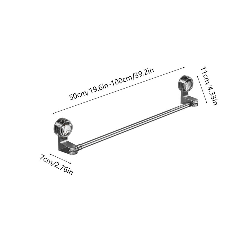Porte-serviettes à ventouse rétractable, H 1,57 po x l 2,95 po x P 13 po