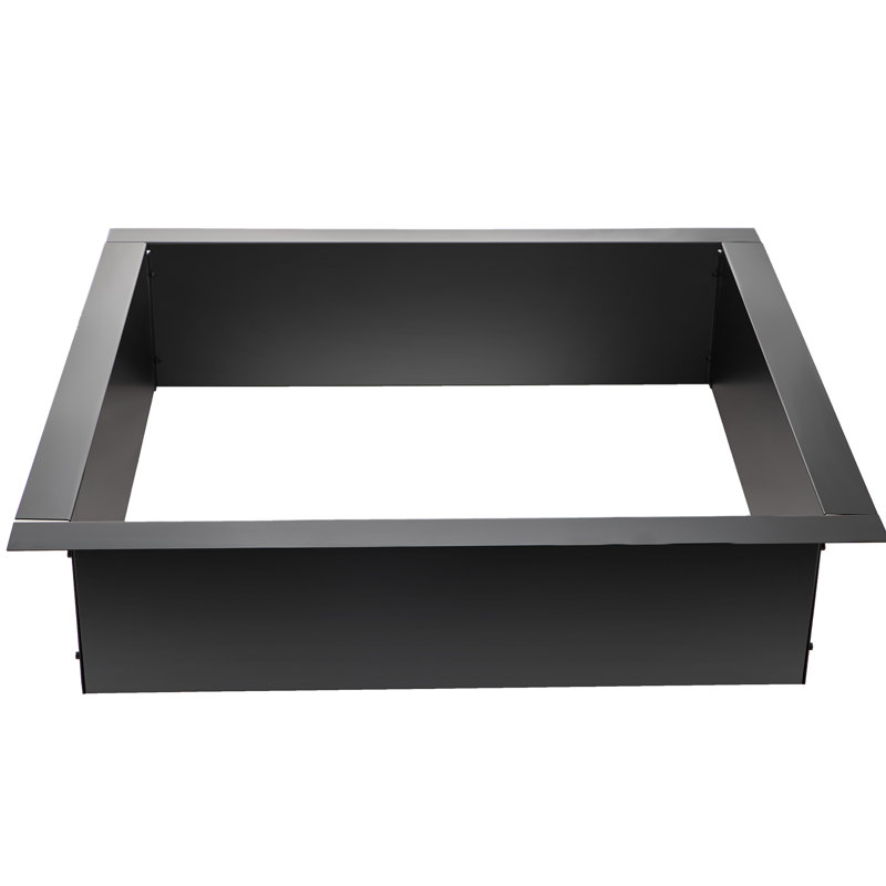 Black Steel Free-Standing Fire Pit Ring with Tongs