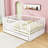 Storage Wooden Floor Bed with Guardrails and 2 Drawers-93548539-93548538