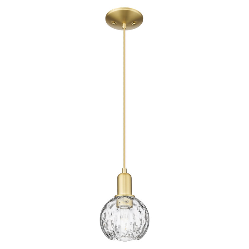 Mini-luminaire suspendu 1 lumière Arcadia, Or satiné, H 5 po x l 6 po x P 6 po