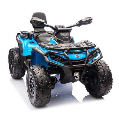 Quad 12V sur véhicule tout-terrain avec deux batteries de 550 moteurs rechargeables larges roues avant et arrière à DEL avec véhicule électrique tout-terrain pour cour arrière