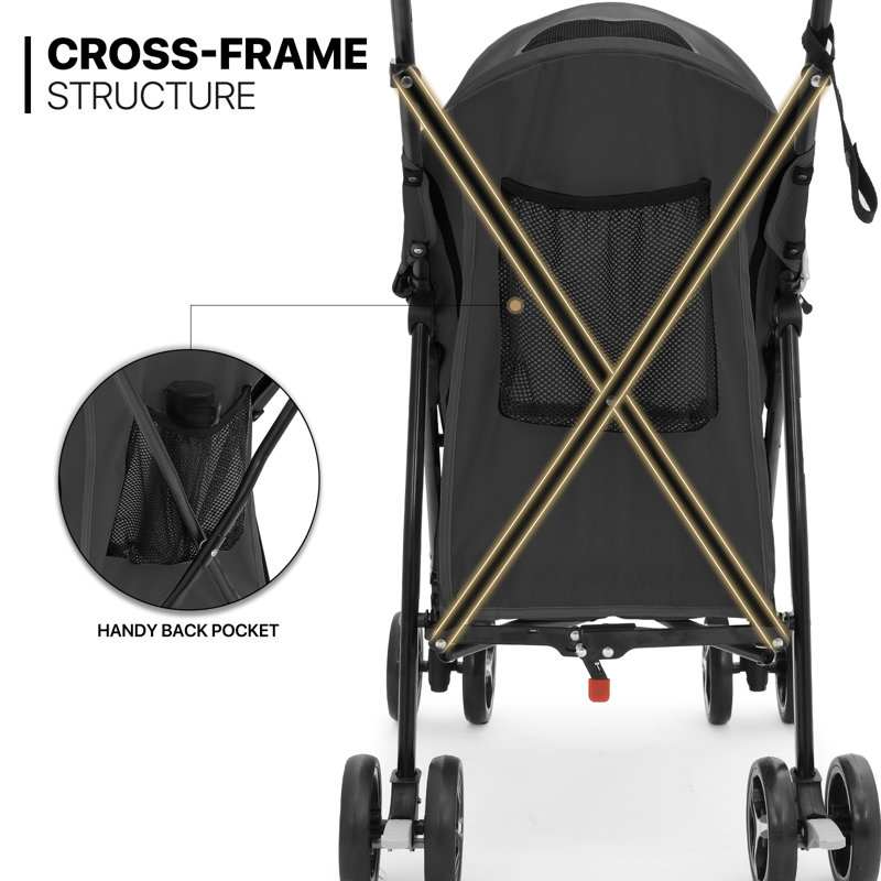 Black Steel Foldable Pet Stroller with Rubber Wheels