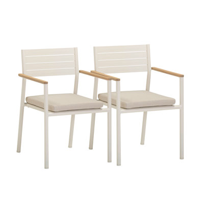 Chaise de salle à manger d'extérieur crème Levin - ensemble de 2