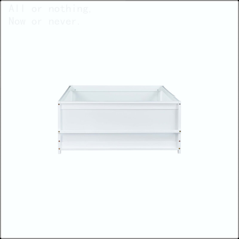 Lit simple au sol avec porte-livres intégré et porte tournante, Blanc