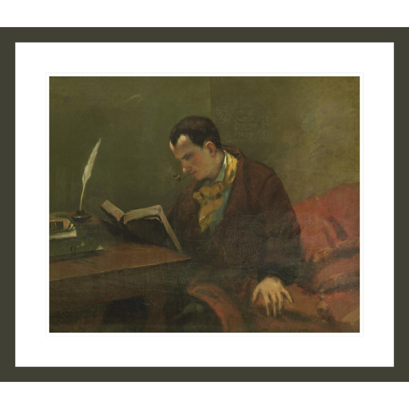 Portrait de Charles Baudelaire (1821-67) par Gustave Courbet, impression giclée encadrée, H 23,5 po x l 27,12 po