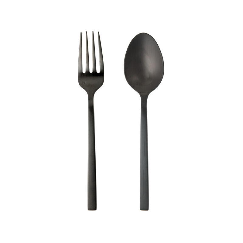 Arezzo 2 Piece Salad Servers Set, Brushed Black