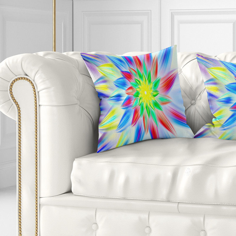 Danse des pétales multicolores - coussin à imprimé floral, 16 po x 1 po, Coussin décoratif