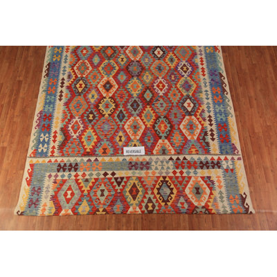 Geometric Wool Kilim Oriental Area Rug 8x11