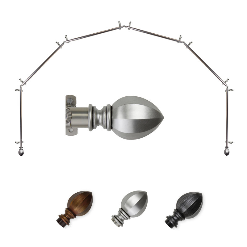 Tringle à rideaux simple à 6 côtés Judi, Nickel satiné, 18 à 28 po (de chaque côté)