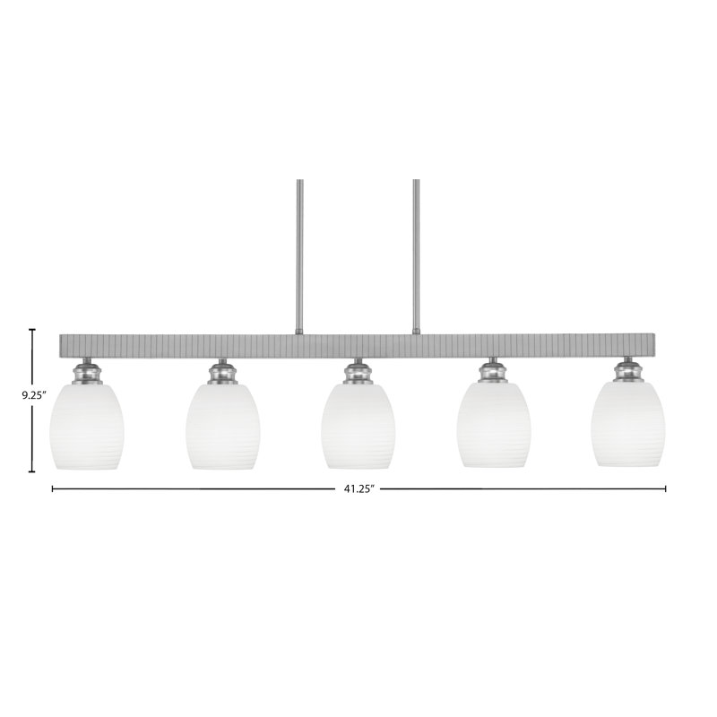 Barre d'éclairage 5 lumières Edge avec verre de lin blanc 5 po, Nickel brossé