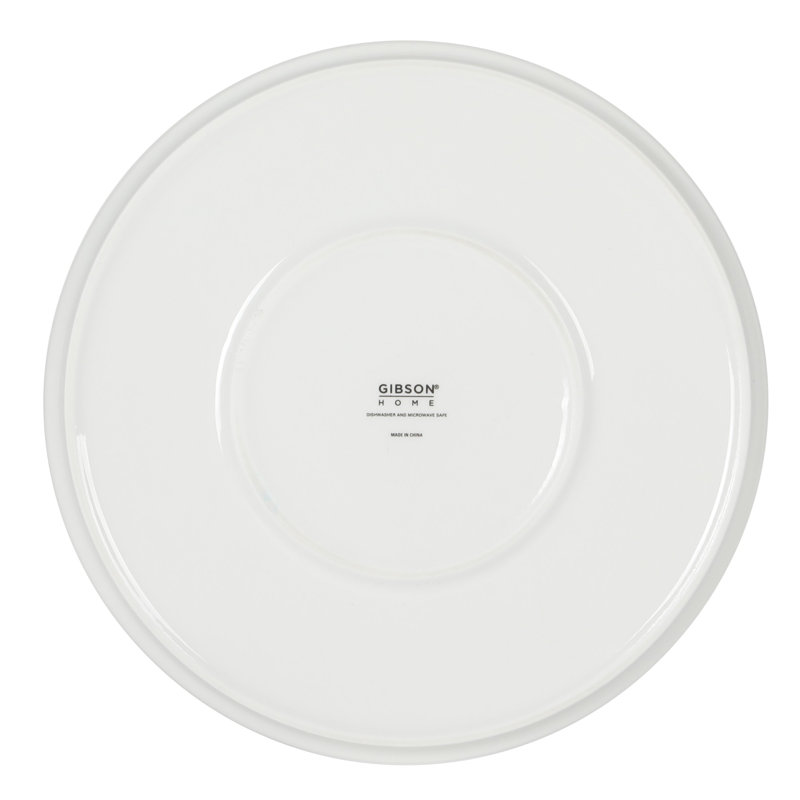 Ensemble de 18 assiettes et bols empilables en porcelaine blanche Gibson Home Rothernberg, Blanc / bordure noire