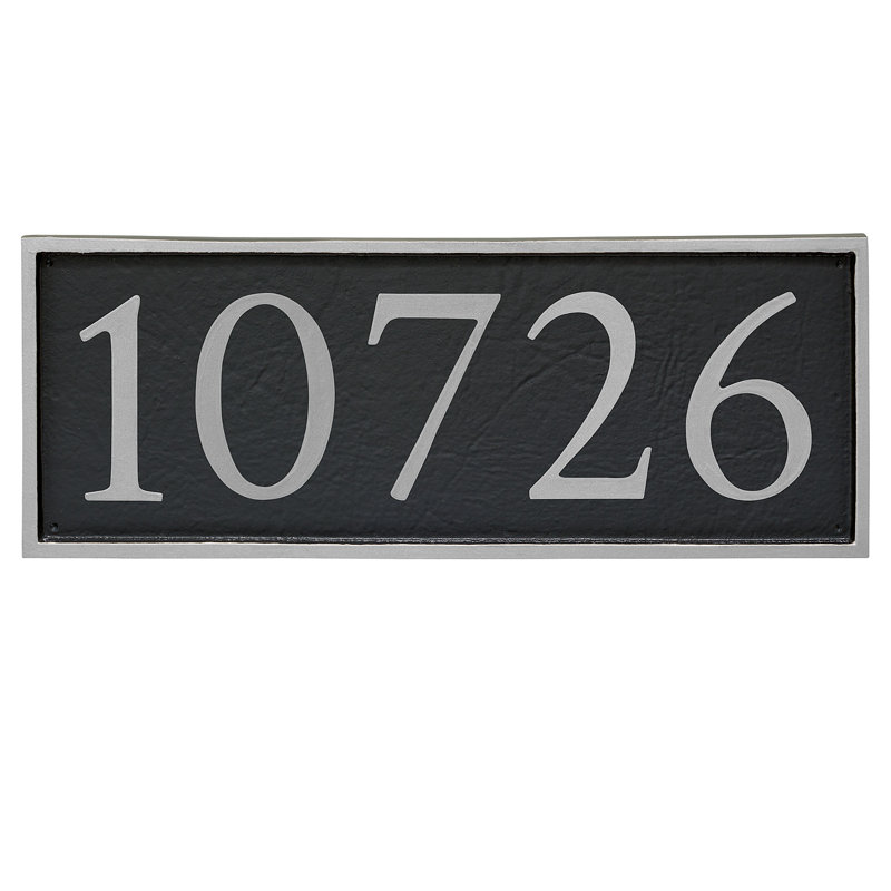 Plaque d'adresse murale 1 ligne Serif, Noir, Argent