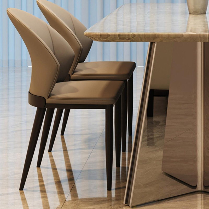 Table à manger rectangulaire en marbre argenté, bois manufacturé et acier inoxydable, H 29,53 po x L 70,87 po x l 35,43 po