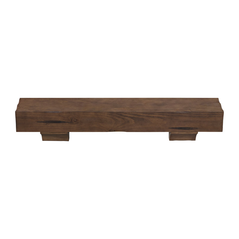 Kynsley Distressed Wood Fireplace Mantel Shelf with Corbels, 72" Length, Umber Distressed