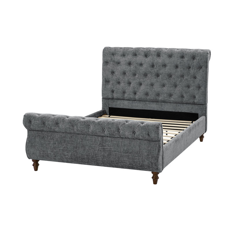 Lit plateforme tapissier Eldredge, Fumée, Grand