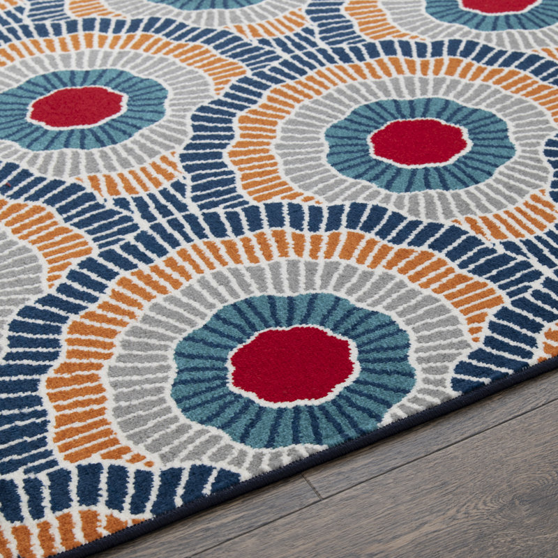 Tapis intérieur / extérieur en polypropylène touffeté à la machine Moria, Rectangle 6 pi 7 po x 9 pi 2 po