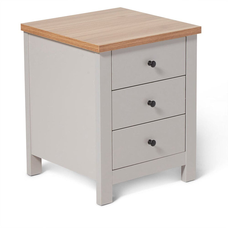 Maryhannah 45cm W Manufactured Wood Bedside Table, Stone Grey