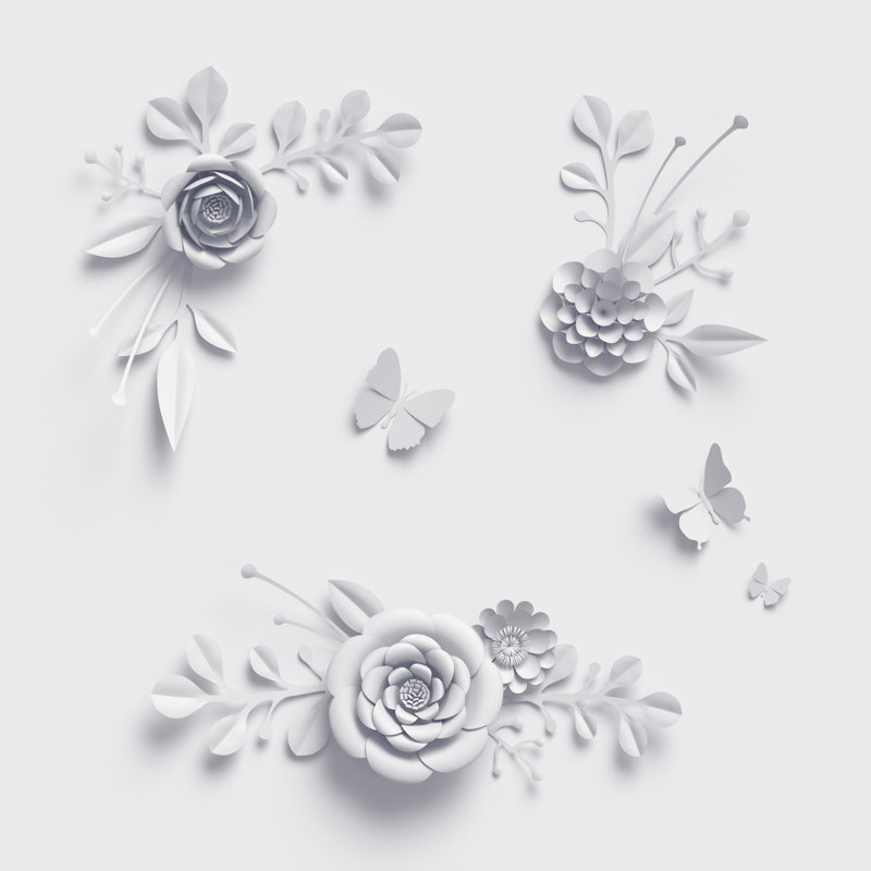 White Paper Flowers - Wrapped Canvas Print, 76cm H x 76cm W x 3.8cm D