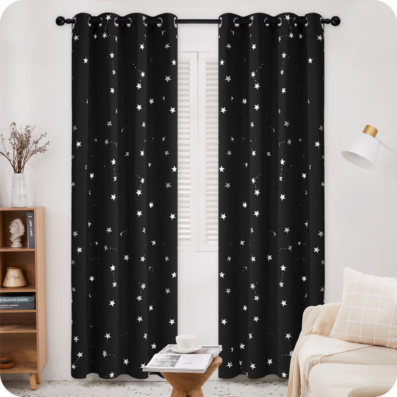 Raimah Blackout Curtain Pair, Black, 46cm Width x 229cm Drop