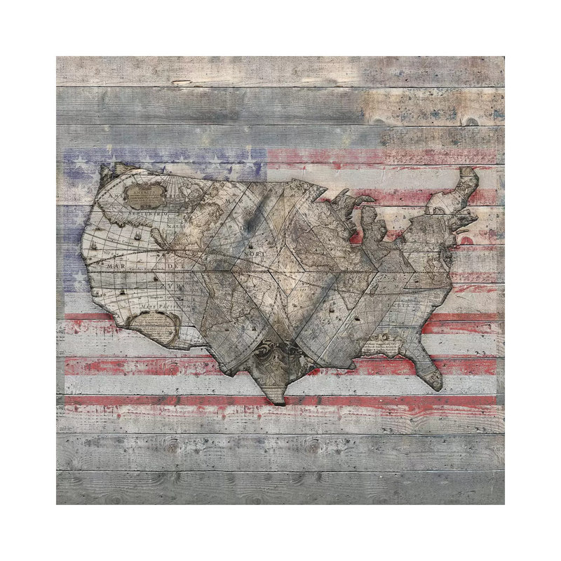 USA Map Forever by Diego Tirigall - Wrapped Canvas Painting, 45.72 cm H x 45.72 cm W x 3.175 cm D