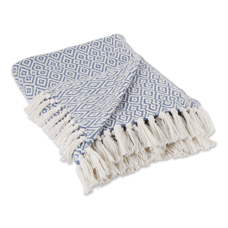  Jeté double en coton, Bleu foncé