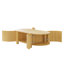 Table basse ovale cannelée avec rangement pour le salon, bois d'hévéa massif, 1 tablette et 2 portes de rangement ouvertes, naturel, 47 po-9053813-9053808