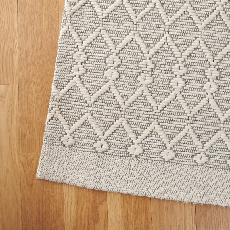 Msr Vermont Martha Stewart Hand Loomed Nz Wool/Cotton Geometric Rug in Ivory, Rectangle 8' x 10'