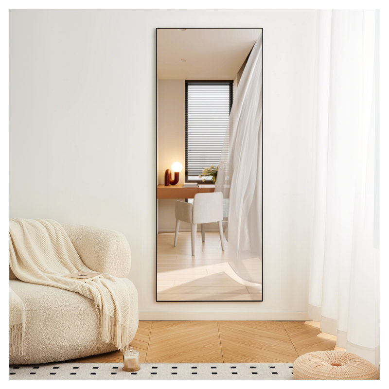 Miroir de plancher 70 "x 31" pleine longueur avec cadre en alliage d'aluminium noir