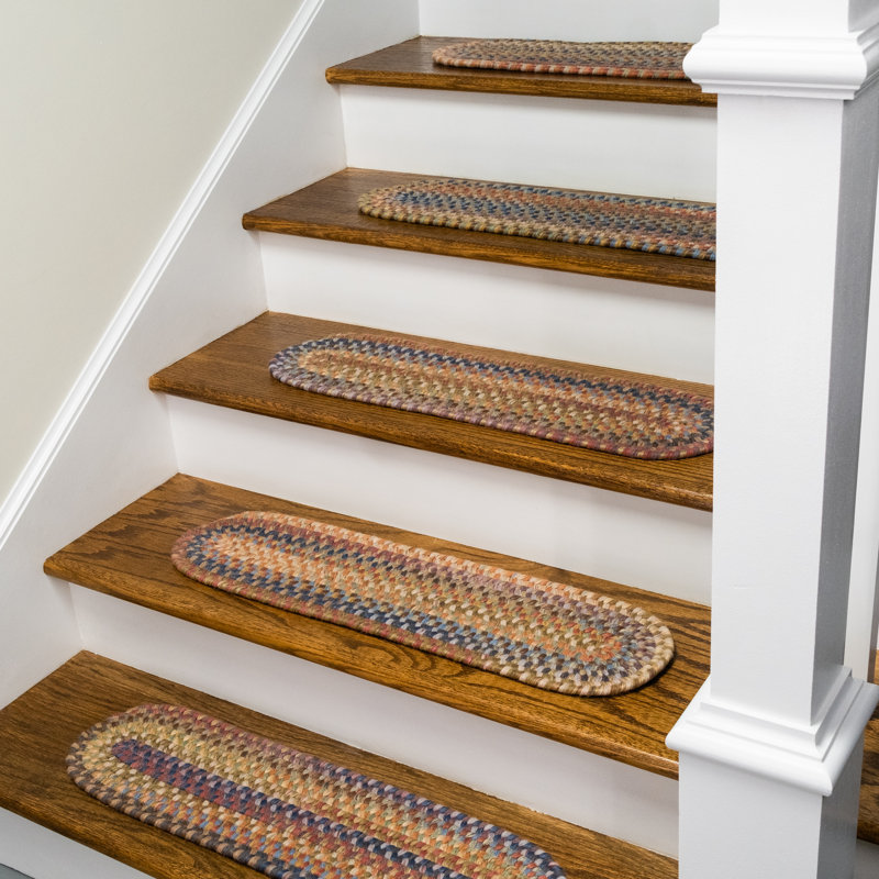 Tapis d'escalier New England Braid - 100% laine, Floral, 1