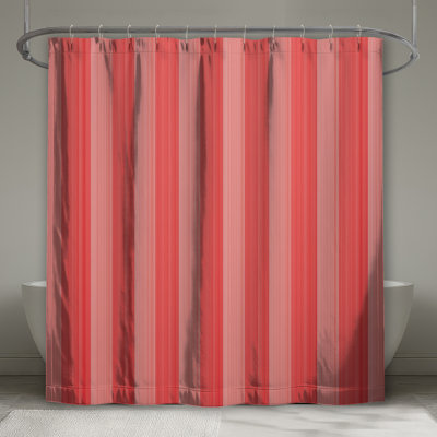 Red Vertical Stripes Shower Curtains Extra Long