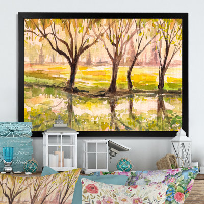 Arbre jaune sur un parc - reproduction d'art sur toile