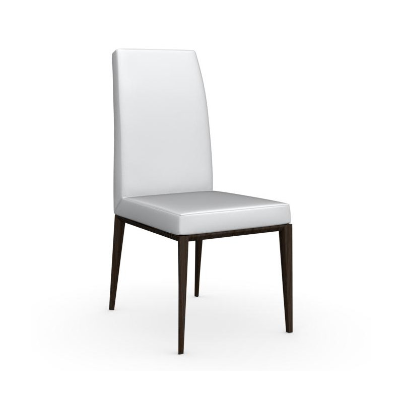 Bess Upholstered Dining Chair with Wooden Base, Optic White, Natural