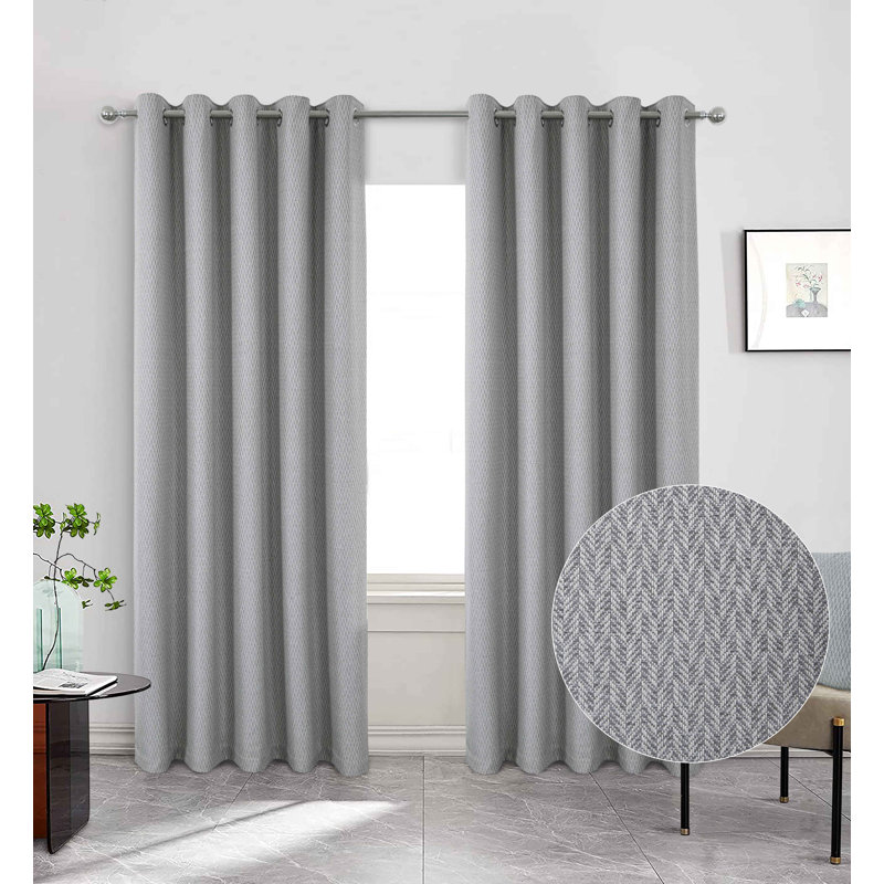 Lauris Eyelet Blackout Curtain, Pale Grey, 165 W x 183 D cm