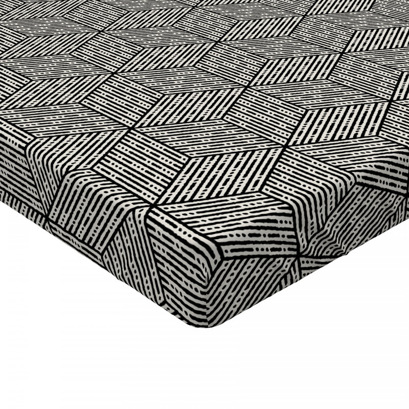 Microfiber Geometric Fitted Sheet, Queen Fitted Sheet